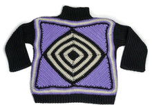 Load image into Gallery viewer, Two Way Granny Square Mockneck Cropped Sleeve Sweater in Gray/Lavender
