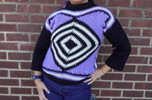 Load image into Gallery viewer, Two Way Granny Square Mockneck Cropped Sleeve Sweater in Gray/Lavender
