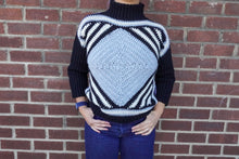 Load image into Gallery viewer, Two Way Granny Square Mockneck Cropped Sleeve Sweater in Gray/Lavender
